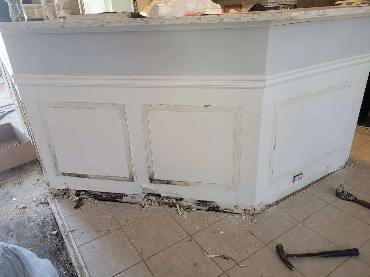 Water damage and mold on kitchen during Storm Damage Restoration in Newmarket